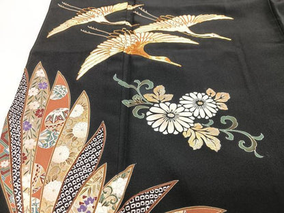 平和屋着物■豪華黒留袖　駒刺繍　飛翔　金彩　正絹　逸品　CABI6810xe