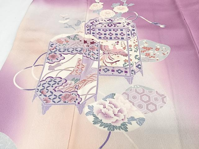 平和屋着物■訪問着　貝桶花鳥文　暈し染め　正絹　逸品　CABI6814xe