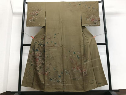 平和屋着物■訪問着　刺繍　草花文　金糸　正絹　逸品　CABI6819xe