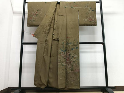 平和屋着物■訪問着　刺繍　草花文　金糸　正絹　逸品　CABI6819xe