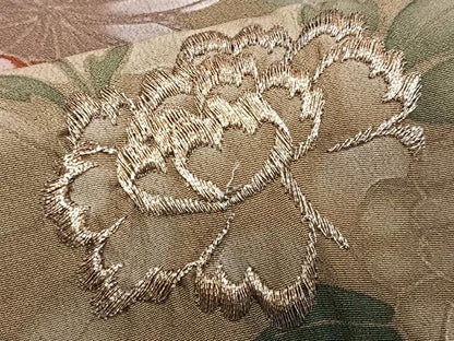 平和屋着物■訪問着　刺繍　草花文　金糸　正絹　逸品　CABI6819xe