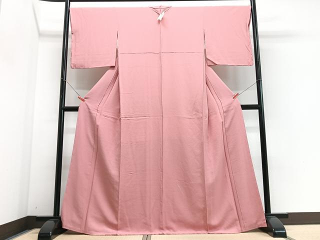 平和屋着物■上質な色無地　紅梅色　正絹　逸品　未使用　CABI6820xe