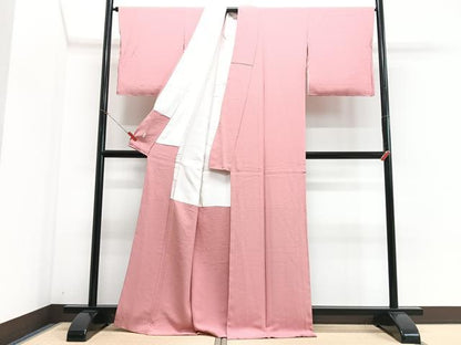 平和屋着物■上質な色無地　紅梅色　正絹　逸品　未使用　CABI6820xe