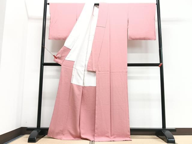 平和屋着物■上質な色無地　紅梅色　正絹　逸品　未使用　CABI6820xe