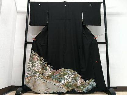 平和屋着物■豪華黒留袖　作家物　風景文　正絹　逸品　CABI6822xe