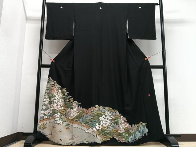 平和屋着物■豪華黒留袖　作家物　風景文　正絹　逸品　CABI6822xe