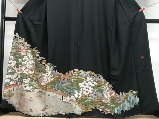 平和屋着物■豪華黒留袖　作家物　風景文　正絹　逸品　CABI6822xe