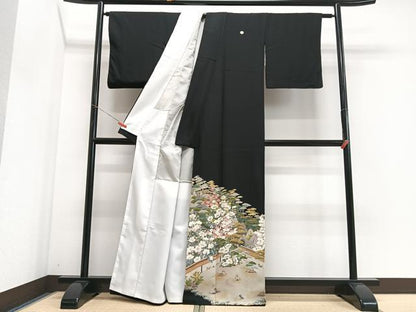平和屋着物■豪華黒留袖　作家物　風景文　正絹　逸品　CABI6822xe