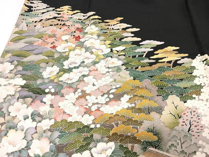 平和屋着物■豪華黒留袖　作家物　風景文　正絹　逸品　CABI6822xe