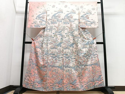 平和屋着物■訪問着　草花立波文　暈し染め　正絹　逸品　CABI6826xe