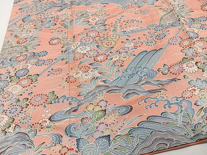平和屋着物■訪問着　草花立波文　暈し染め　正絹　逸品　CABI6826xe