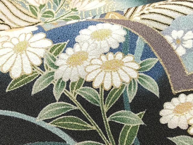 平和屋着物■世界的ファッションデザイナー　山本寛斎　kansaiブランド　黒留袖　飛鶴地紙花文　暈し染め　金彩　正絹　逸品　CABI6829xe