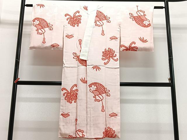 平和屋着物■長襦袢　袷　扇面菊文　正絹　逸品　CABI6831xe