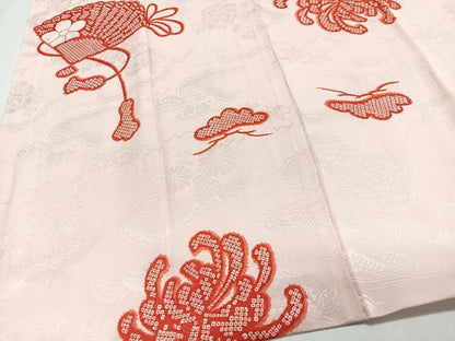 平和屋着物■長襦袢　袷　扇面菊文　正絹　逸品　CABI6831xe