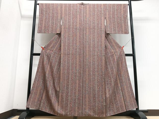 平和屋着物■上質な小紋　花唐草間道　正絹　逸品　CABI6833xe