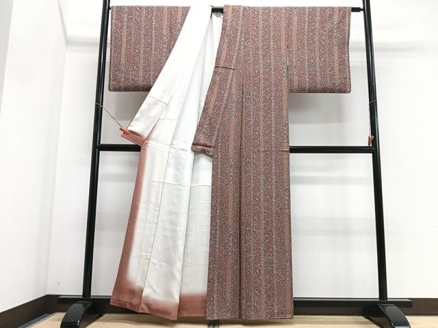 平和屋着物■上質な小紋　花唐草間道　正絹　逸品　CABI6833xe
