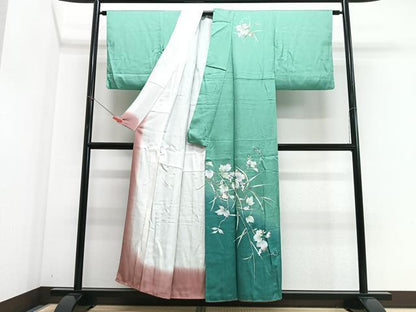 平和屋着物■訪問着　枝垂れ花文　暈し染め　金彩　正絹　逸品　CABI6834xe
