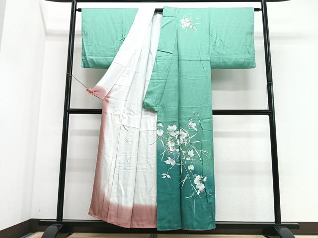 平和屋着物■訪問着　枝垂れ花文　暈し染め　金彩　正絹　逸品　CABI6834xe