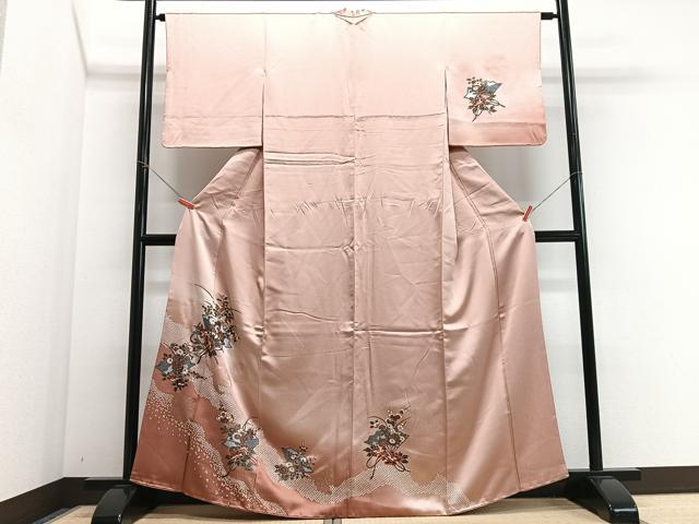 平和屋着物■訪問着　地紙草花文　暈し染め　金彩　ますいわ屋扱い　正絹　逸品　CABI6835xe