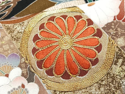平和屋着物■豪華黒留袖　作家物　駒刺繍　几帳扇面浜松文　暈し染め　金彩　正絹　逸品　CABI6837xe