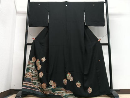 平和屋着物■豪華黒留袖　作家物　陶器花文　金彩　正絹　逸品　CABI6838xe