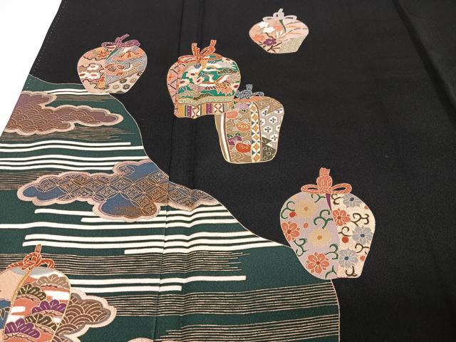 平和屋着物■豪華黒留袖　作家物　陶器花文　金彩　正絹　逸品　CABI6838xe