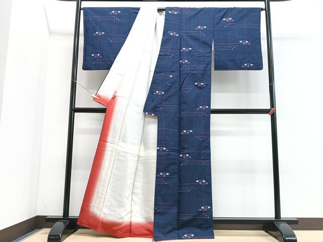 平和屋着物□上質な紬 幾何学文様 やまと誂製 正絹 逸品 AABD2261oa