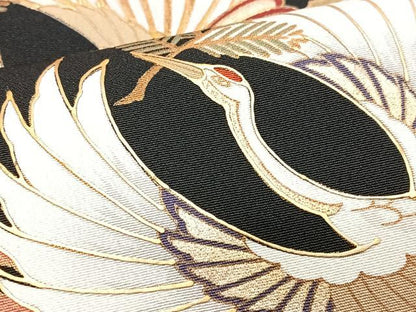 平和屋着物■豪華黒留袖　駒刺繍　飛鶴吉祥花文　金彩　正絹　逸品　CABI6844xe