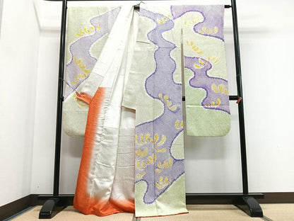 平和屋着物■豪華振袖　総絞り　流水文　正絹　逸品　CABI6846xe