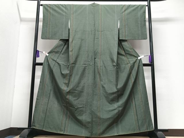 平和屋着物■民芸紬　縞　正絹　逸品　CABI6852xe