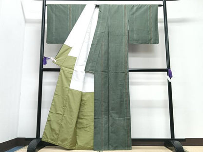 平和屋着物■民芸紬　縞　正絹　逸品　CABI6852xe