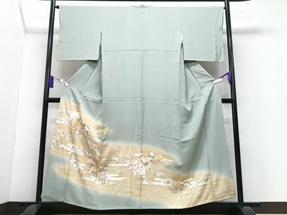 平和屋着物■豪華色留袖　駒刺繍　地紙枝垂れ花文　暈し染め　金彩　正絹　逸品　CABI6856xe