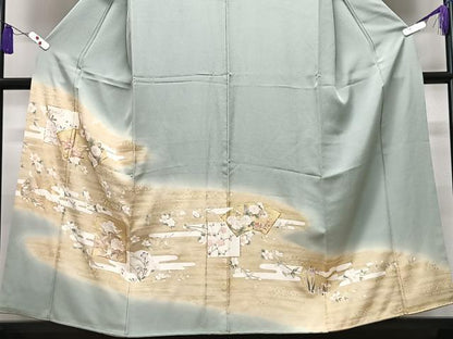 平和屋着物■豪華色留袖　駒刺繍　地紙枝垂れ花文　暈し染め　金彩　正絹　逸品　CABI6856xe