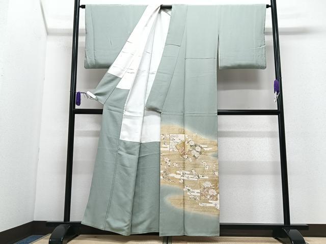 平和屋着物■豪華色留袖　駒刺繍　地紙枝垂れ花文　暈し染め　金彩　正絹　逸品　CABI6856xe