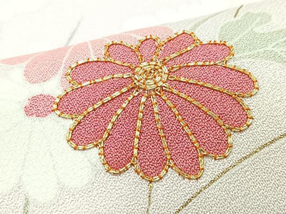 平和屋着物■訪問着　駒刺繍　芝草草花文　金彩　正絹　逸品　CABI6857xe