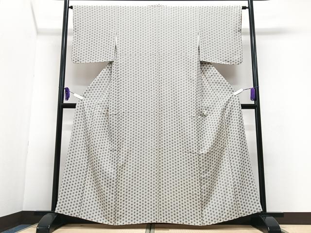 平和屋着物■上質な小紋　麻の葉文様　正絹　逸品　CABI6858xe
