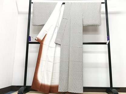 平和屋着物■上質な小紋　麻の葉文様　正絹　逸品　CABI6858xe