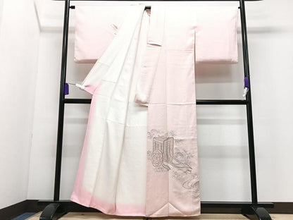 平和屋着物■色留訪問着　御所車花文　正絹　逸品　CABI6859xe