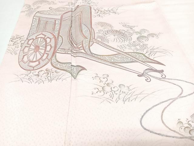 平和屋着物■色留訪問着　御所車花文　正絹　逸品　CABI6859xe