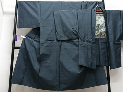 平和屋着物■男性　本場筑前博多織　アンサンブル　絣文様　正絹　逸品　CABI6866xe