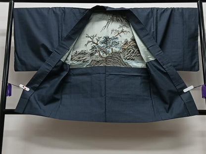 平和屋着物■男性　本場筑前博多織　アンサンブル　絣文様　正絹　逸品　CABI6866xe