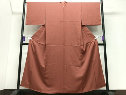 平和屋着物■上質な色無地　赤茶色　正絹　逸品　CABI6869xe