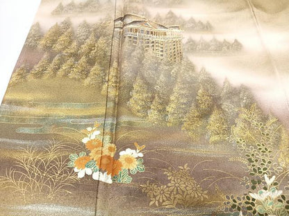 平和屋着物■訪問着　風景文　暈し染め　金彩　正絹　逸品　CABI6870xe