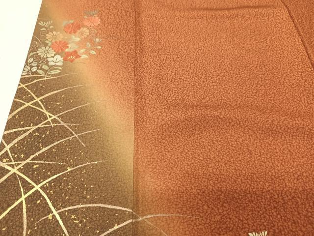平和屋着物■訪問着　刺繍　草花文　暈し染め　金彩　正絹　逸品　CABI6881xe