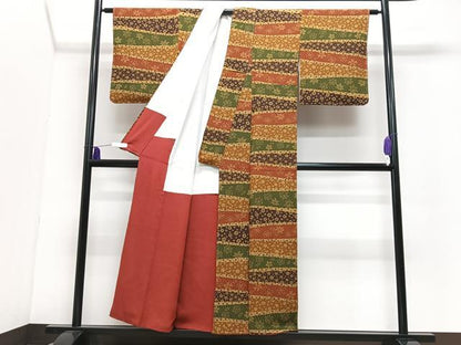平和屋着物■上質な小紋　横段花文　正絹　逸品　未使用　CABI6882xe