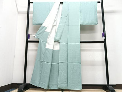 平和屋着物■上質な色無地　霞地紋　秘色色　正絹　逸品　CABI6883xe