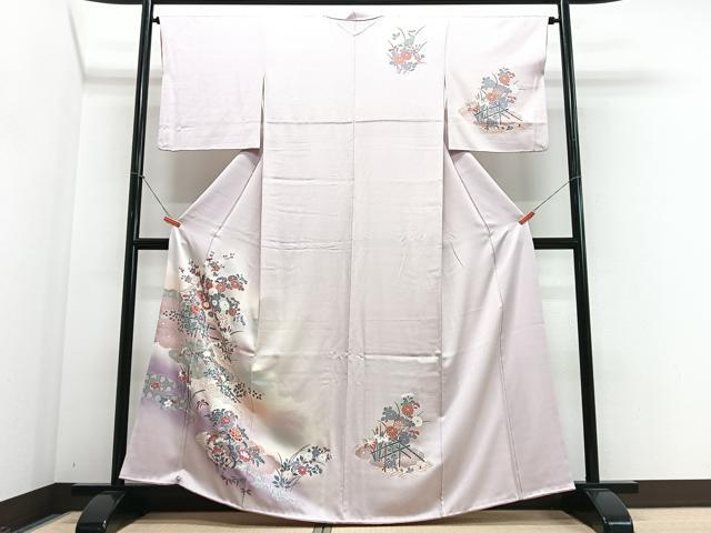 平和屋着物■訪問着　草花文　暈し染め　金銀彩　まるやま扱い　正絹　逸品　CABI6901xe