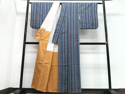 平和屋着物■上質な紬　縞　正絹　逸品　CABI6903xe
