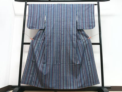平和屋着物■上質な紬　縞　正絹　逸品　CABI6903xe