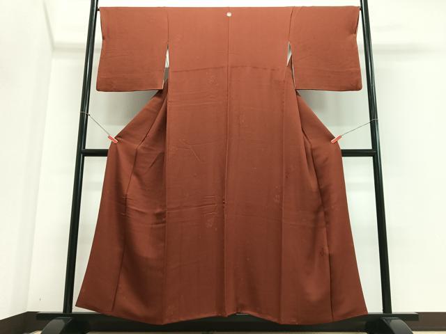 平和屋着物■上質な色無地　草花地紋　雀茶色　正絹　逸品　CABI6905xe